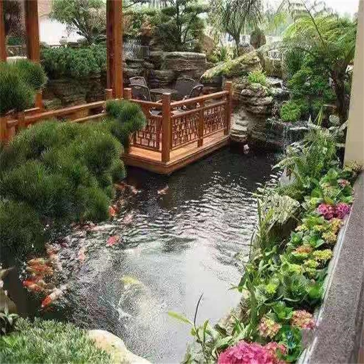 潍城庭院设计鱼池假山建造图